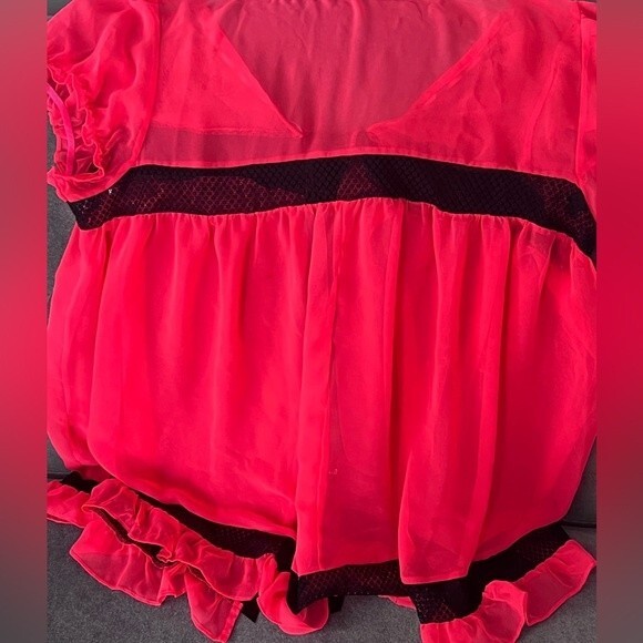 Victoria's Secret Babydoll Robe SZ M Babydoll Pink Melon satin ribbon tie Rare - Picture 3 of 11